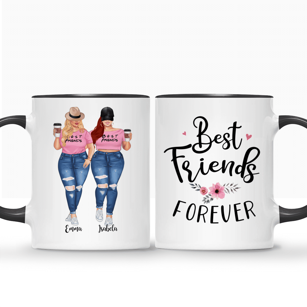 Trendy Faux Rose Gold Script, Best Friends Photo Coffee Mug