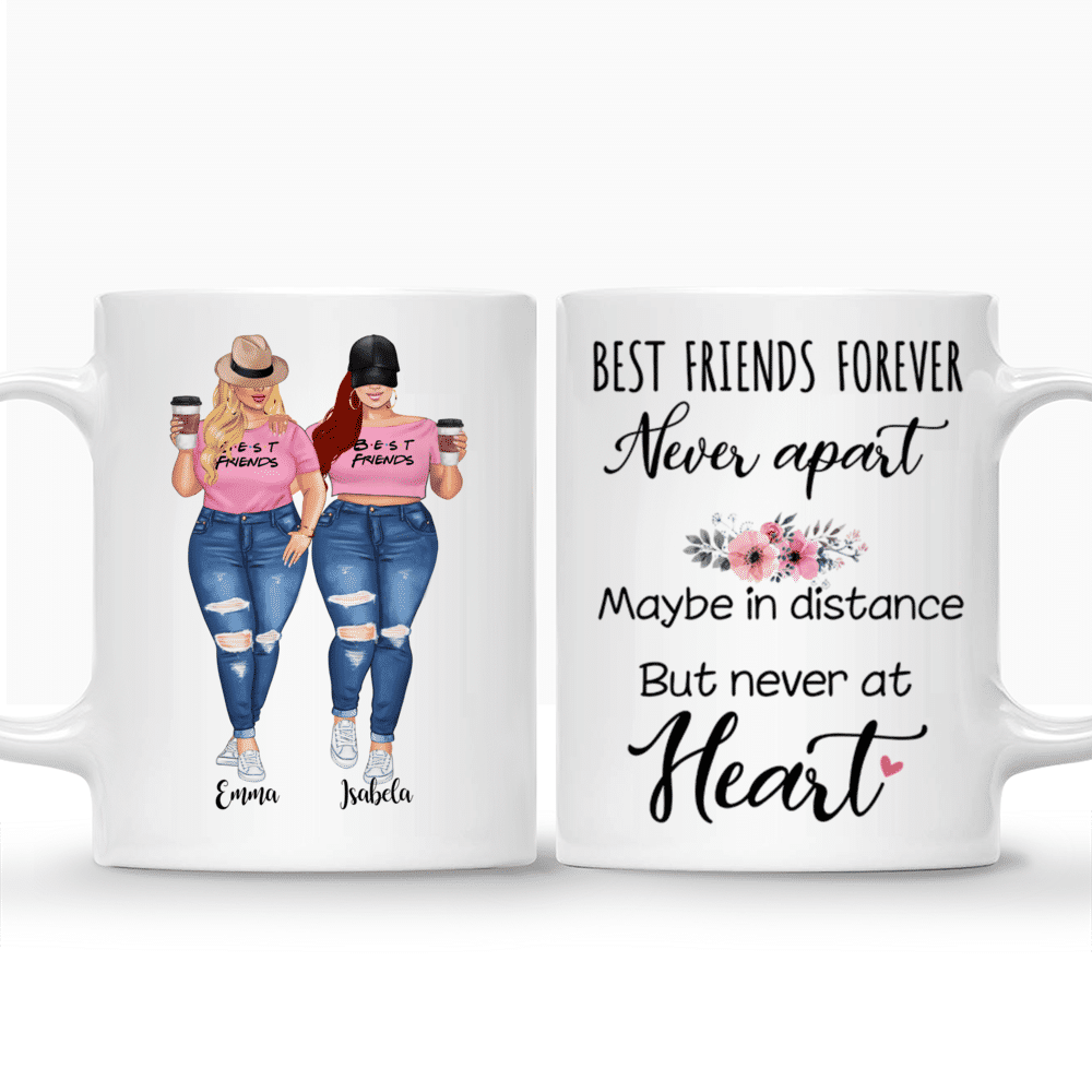 Personalized Mug - 2 Pink Girls - Best Friends Forever Never Apart Maybe In Distance But Never At Heart