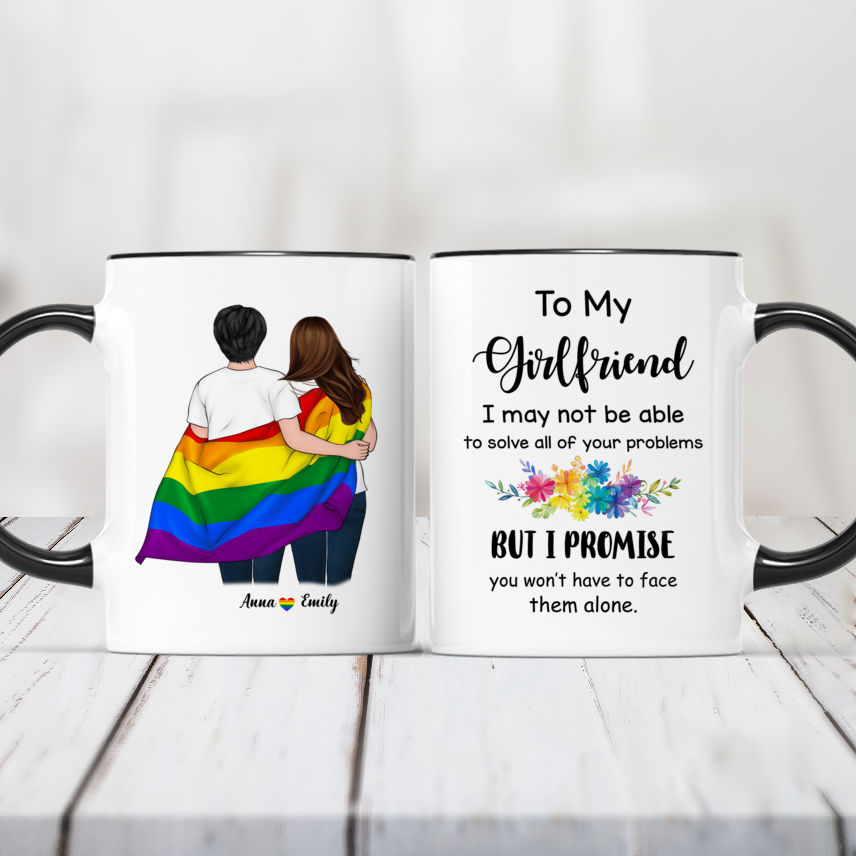 Coffee mug with surprise message: Will you be my girlfriend? –