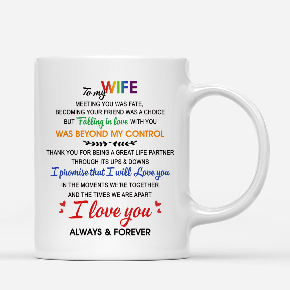 Personalized Mug - LGBT Couple - To my Wife Meeting you was fate, Becoming your friend was a choice... Couple Gifts, Valentines Gifts_2