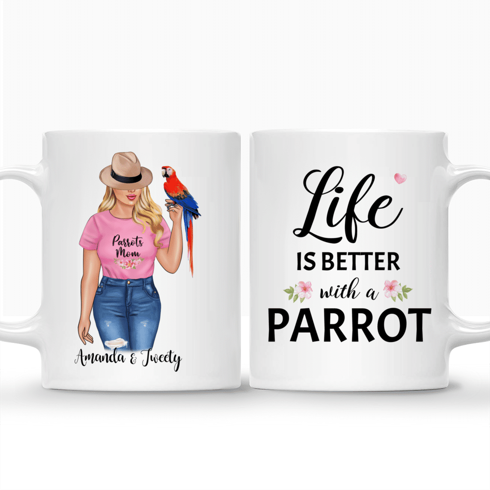 Personalized Mug - Topic - Personalized Mug - Woman & Bird - Life is better with a parrot_3