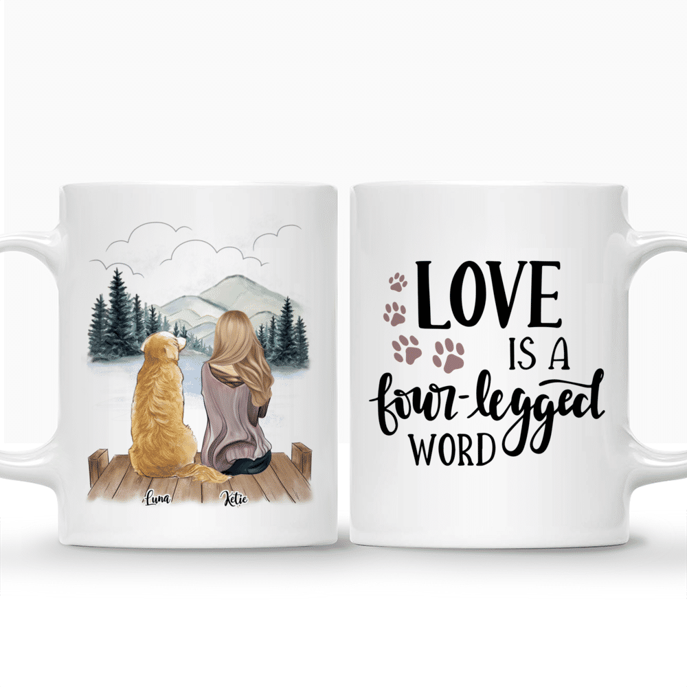 Personalized Mug - Girl and Dogs - Love Is A Four Legged World_3