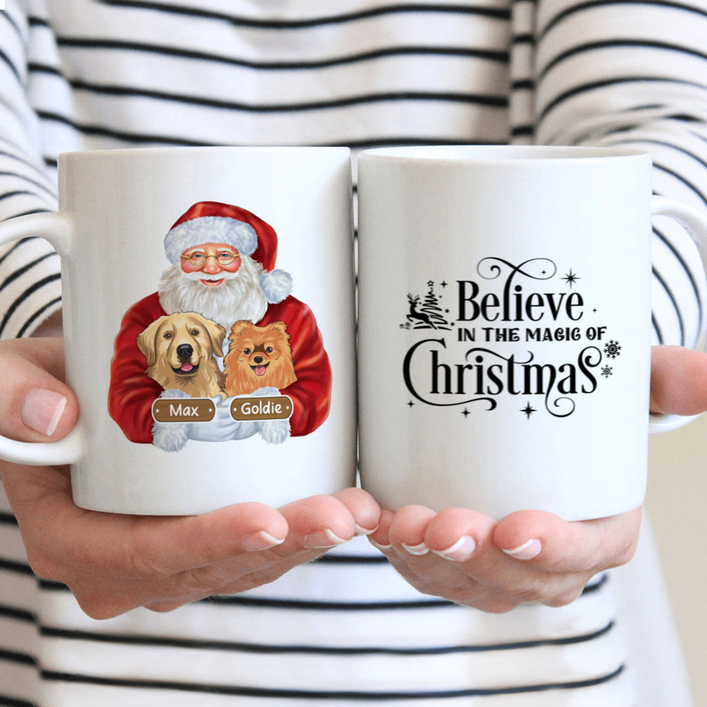 Christmas Dog Mug - Believe in The Magic of Christmas - Santa with Dogs - Mug