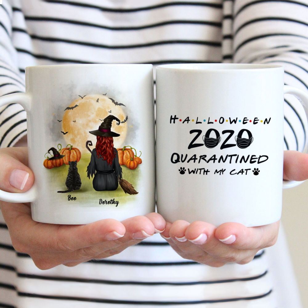 Personalized Mug - Halloween Mug - Halloween 2020 Quarantined with my cat