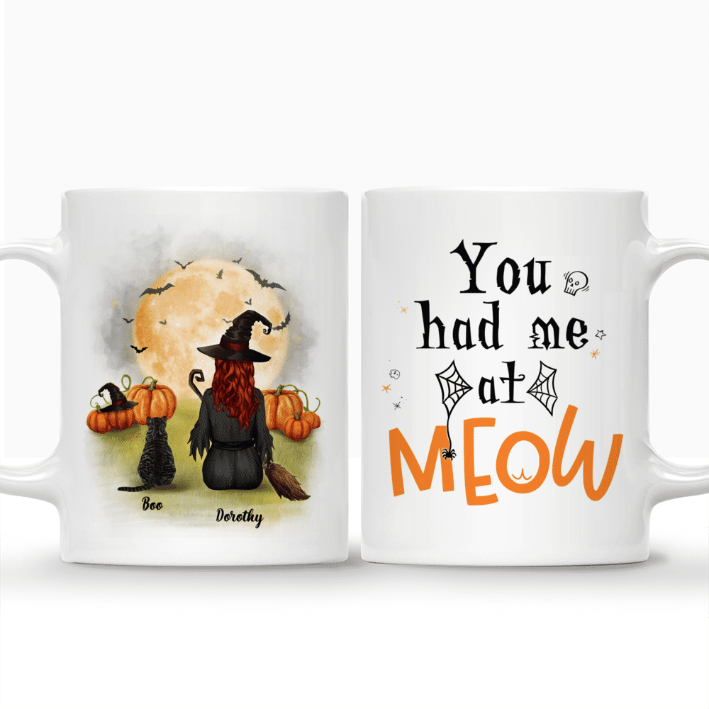 Personalized Halloween Mug - You Had Me at Meow (Girl & Cat)_3