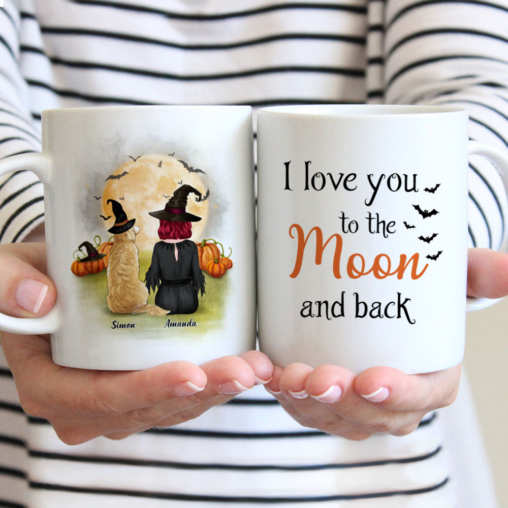 Personalized Mug - Halloween Dog Mug - I love you to the moon and back