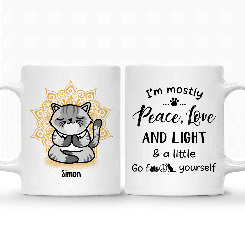 Personalized Mug - Yoga Cat Mug - I'm Mostly Peace Love & Light_3