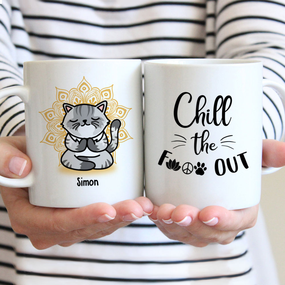 Personalized Mug - Yoga Cat Mug - Chill Out