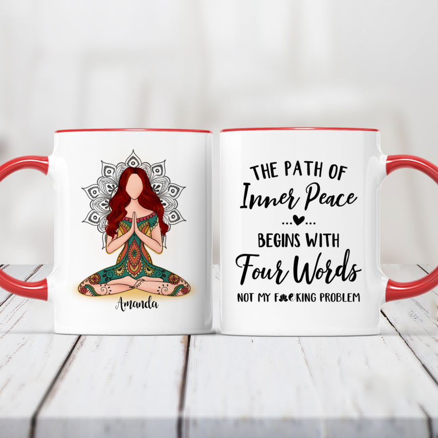 Personalized Mug - Yoga Mug - The Path Of Inner Peace Begins With Four  Words (3 Sizes)