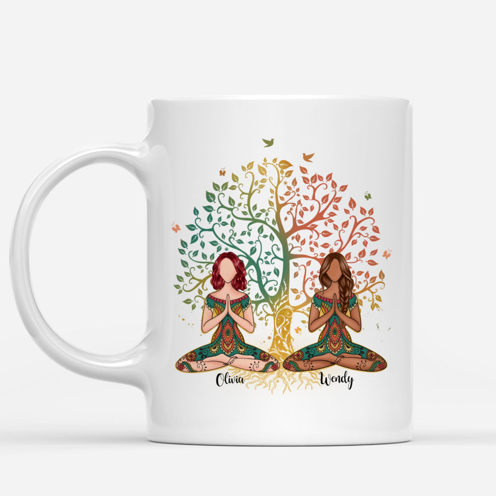 Personalized Mug - 2 Girls Yoga Mug - I'm Mostly Peace Love & Light_1