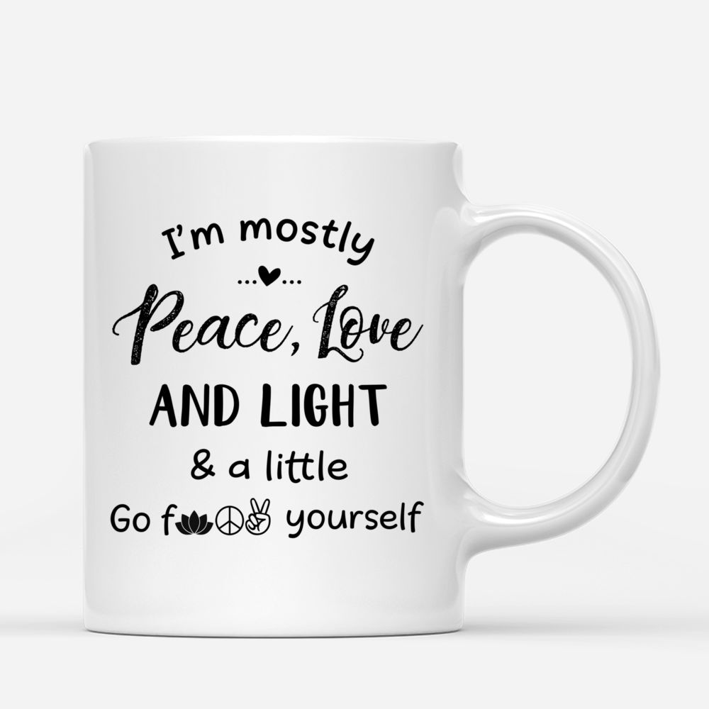 Personalized Mug - 2 Girls Yoga Mug - I'm Mostly Peace Love & Light_2