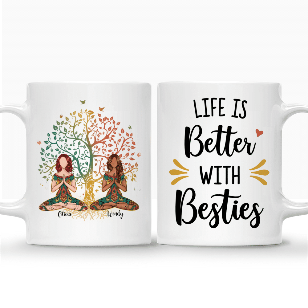 Personalized Mug - 2 Girls Yoga Mug - Life Is Better With Besties_3