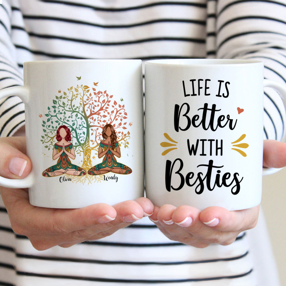 Personalized Mug - 2 Girls Yoga Mug - Life Is Better With Besties