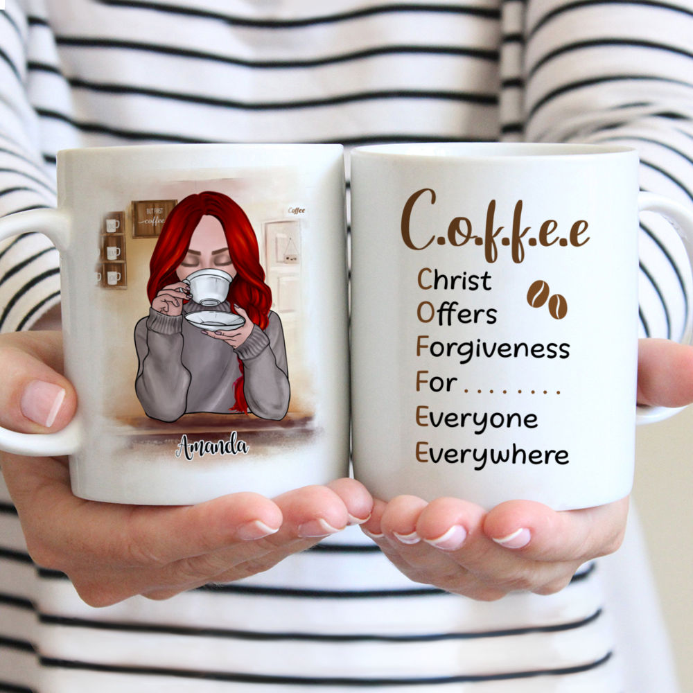 Personalized Mug - Coffee Mug - COFFEE Christ Offers Forgiveness For Everyone Everywhere