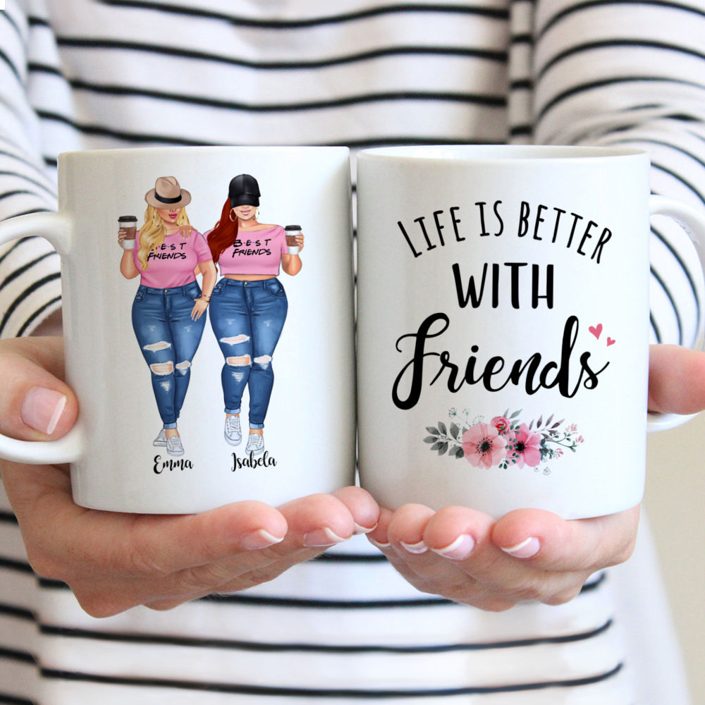 Personalized Mug - 2 Pink Girls - Life Is Better With Friends