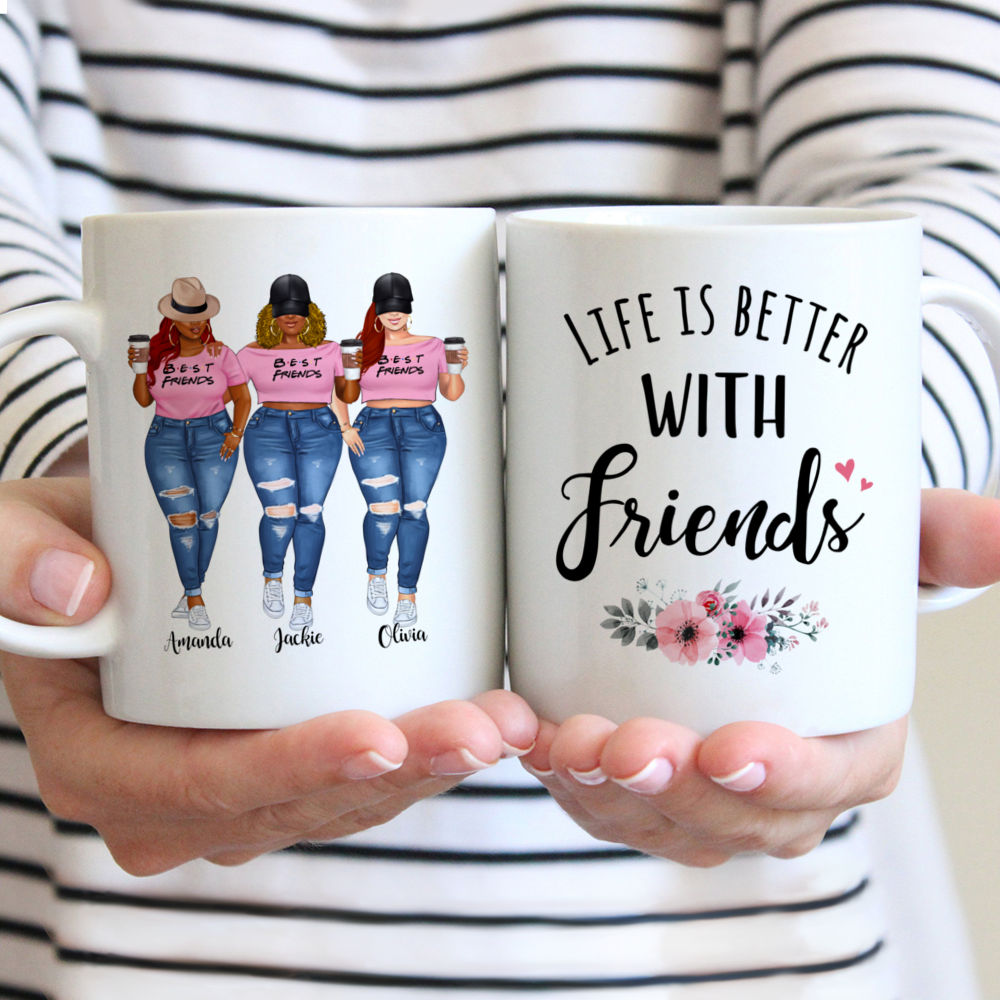 Personalized Mug - 3 Pink Girls - Life Is Better With Friends