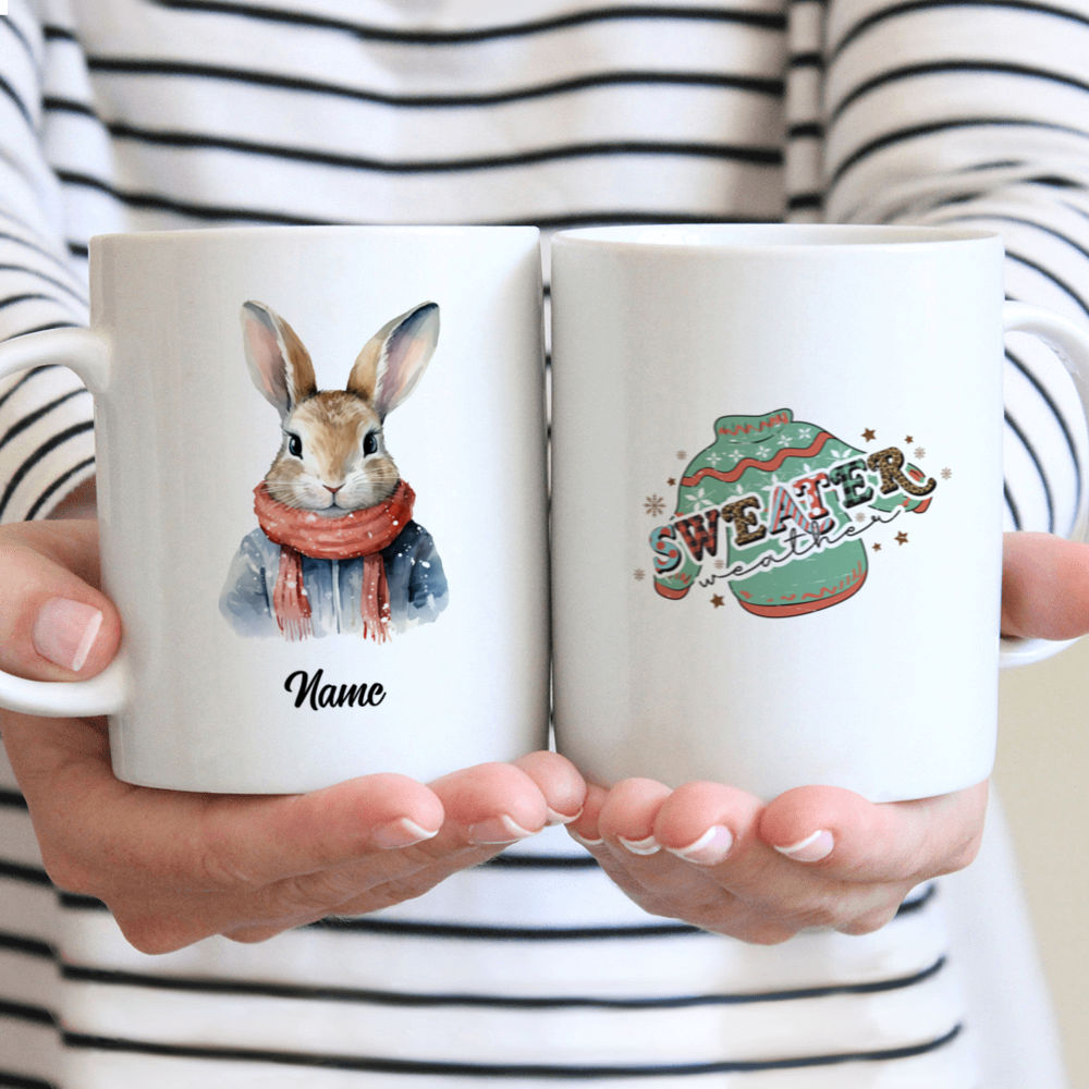 Christmas Mug - Christmas Mug - Merry Christmas Cute Rabbit Gift - Personalized Mug 37581