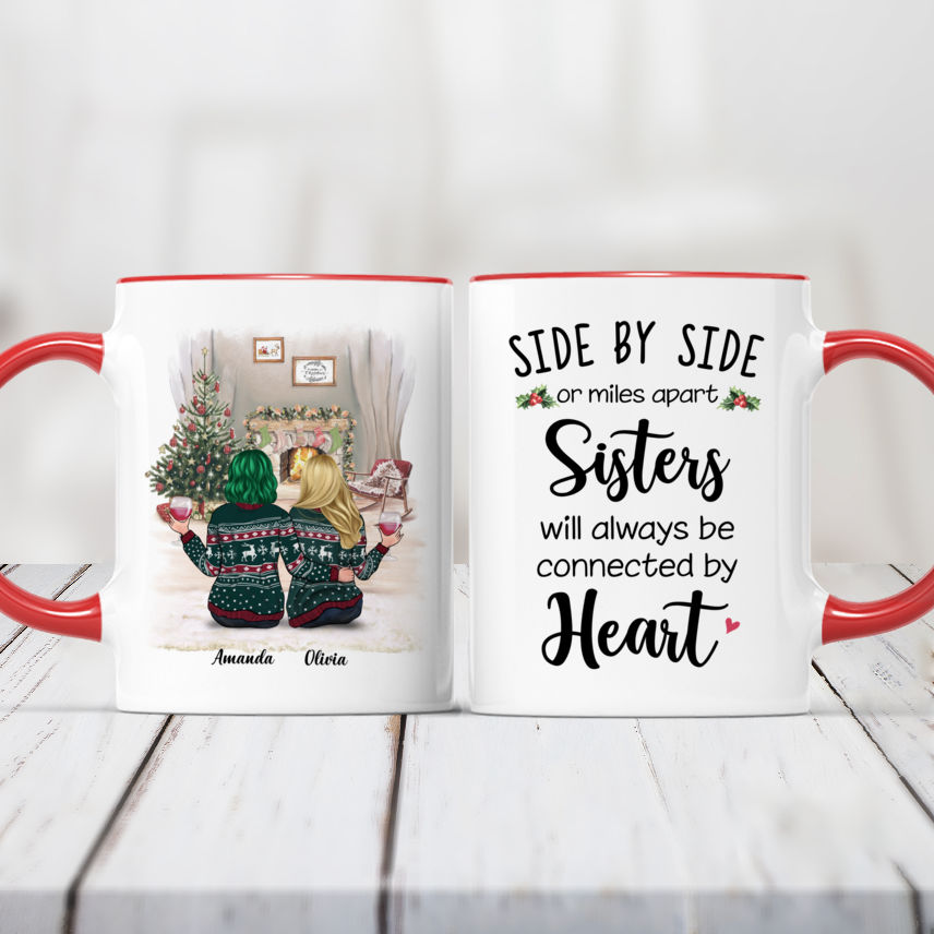 Personalized Christmas Mug - Always Sisters