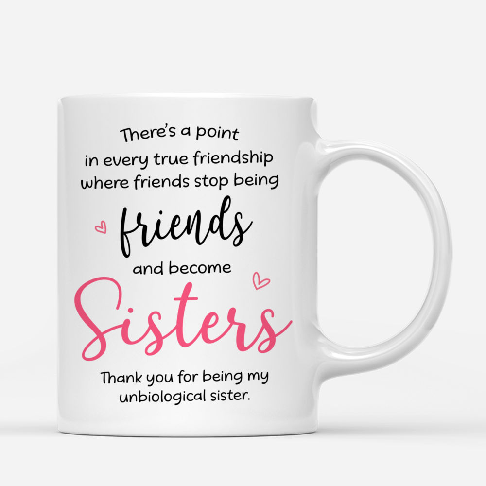 Personalized Mug - Christmas Sisters - Theres a point in every true friendship where friends stop being friends and become sisters_2