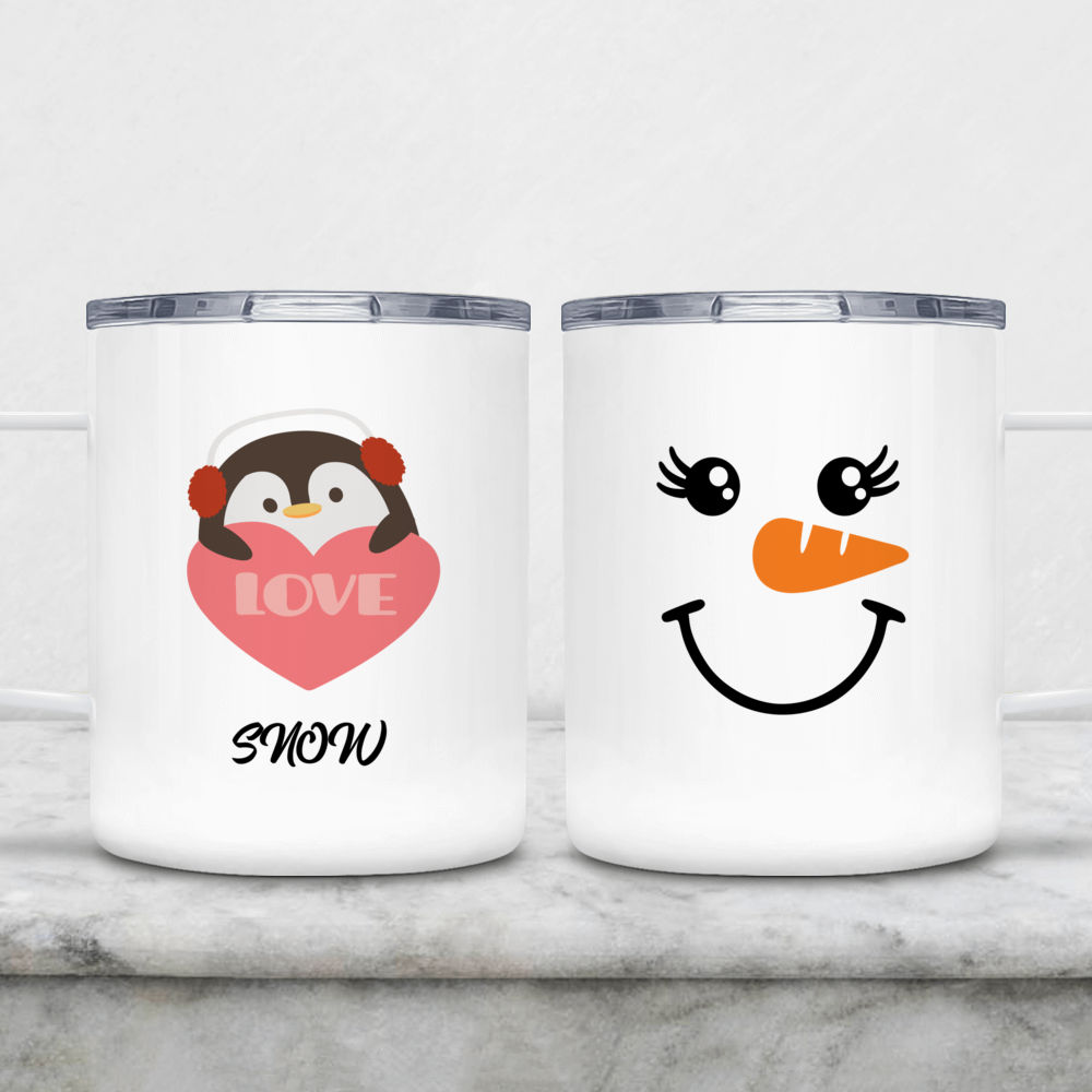Custom Christmas Penguins Plastic Kids Mug (Personalized)