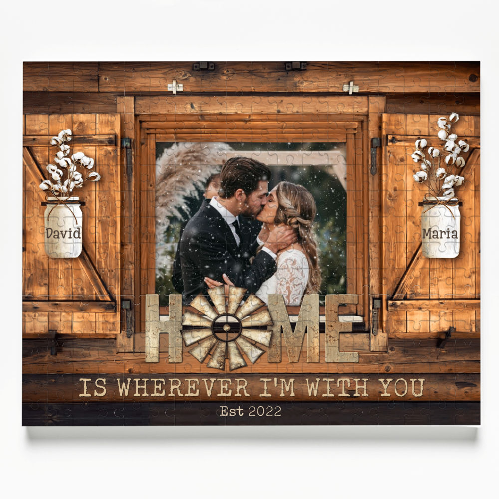 Custom Photo Puzzles - Windor Frame - Home is wherever I’m with you - Wedding, Anniversary, Christmas Gifts For Couple - Personalized Photo Puzzle_8