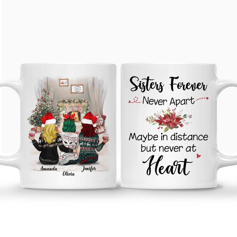 Personalized Mug - Sisters Forever, Never Apart (Xmas BG)_3