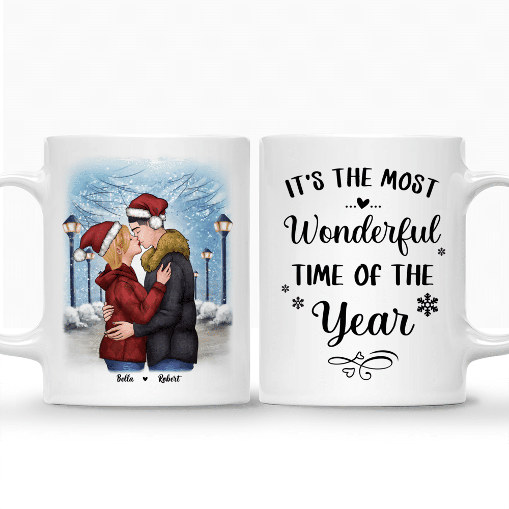 Personalized Mug - Christmas Kissing Couple - It's the most wonderful time of the year - Couple Gifts, Valentines Gifts_3