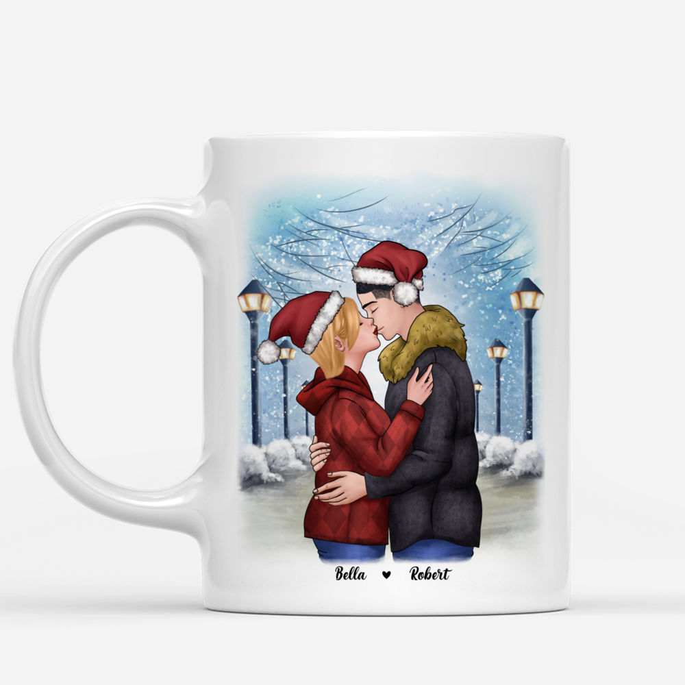 Personalized Mug - Christmas Kissing Couple - My boyfriend is hotter than hot cocoa - Valentines Gifts For Boyfriend, Couple Gifts, Gifts For Boyfriend_1