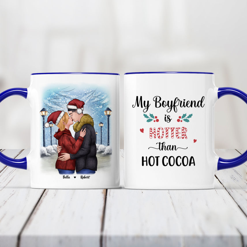 Personalized Mug - Christmas Kissing Couple - My boyfriend is