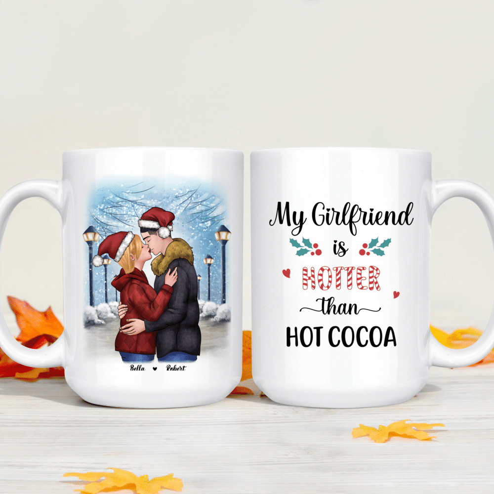 Personalized Mug - Christmas Kissing Couple - My boyfriend is