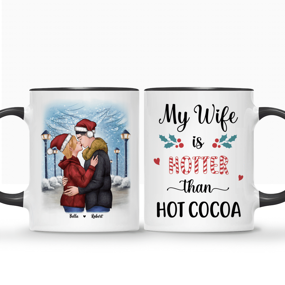 Personalized Mug - Christmas Kissing Couple - My boyfriend is hotter than  hot cocoa - Valentines Gifts For Boyfriend