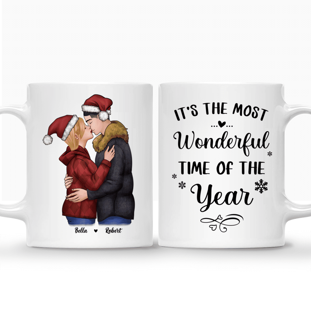 Personalized Mug - Christmas Kissing Couple - It's the most wonderful time of the year - Couple Gifts, Valentines Gifts_3
