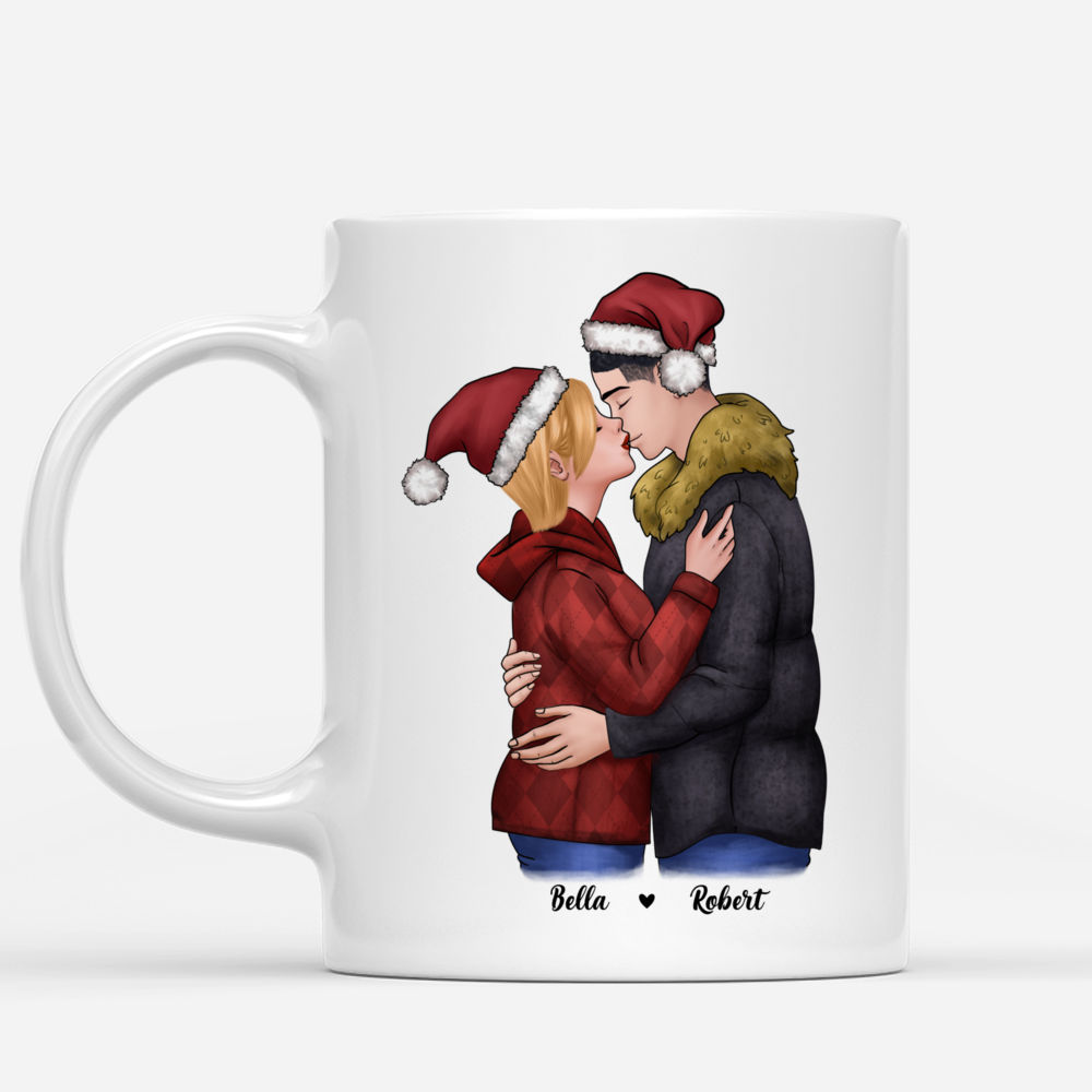 Personalized Mug - Christmas Kissing Couple - It's the most wonderful time of the year - Couple Gifts, Valentines Gifts_1