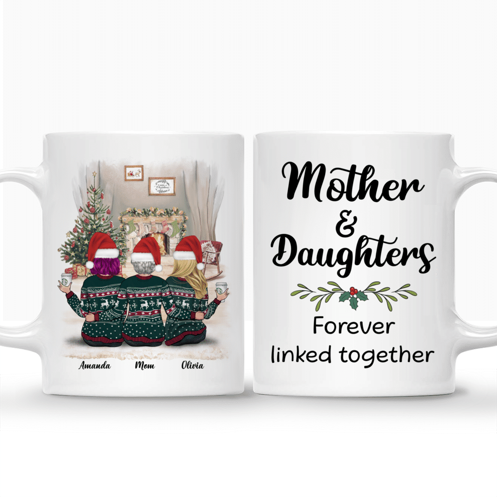 Mother & Daughters Forever Linked Together Mug - Personalized Christmas Gift_3