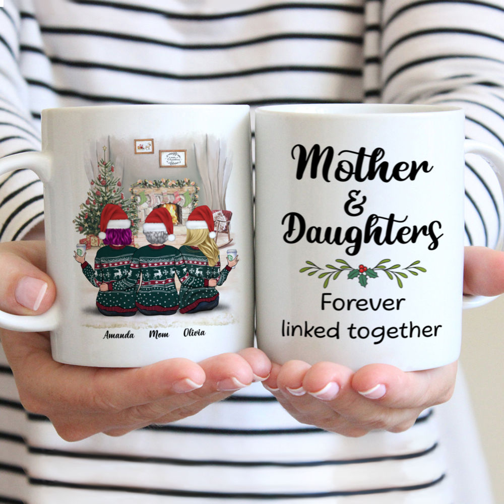 Mother & Daughters Forever Linked Together Mug - Personalized Christmas Gift