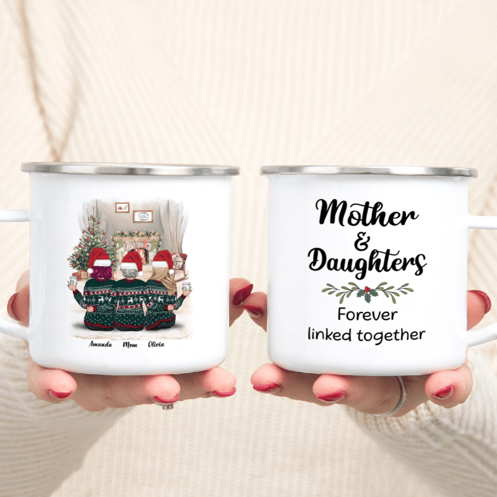 Mother & Daughters Forever Linked Together Mug - Personalized Christmas Gift