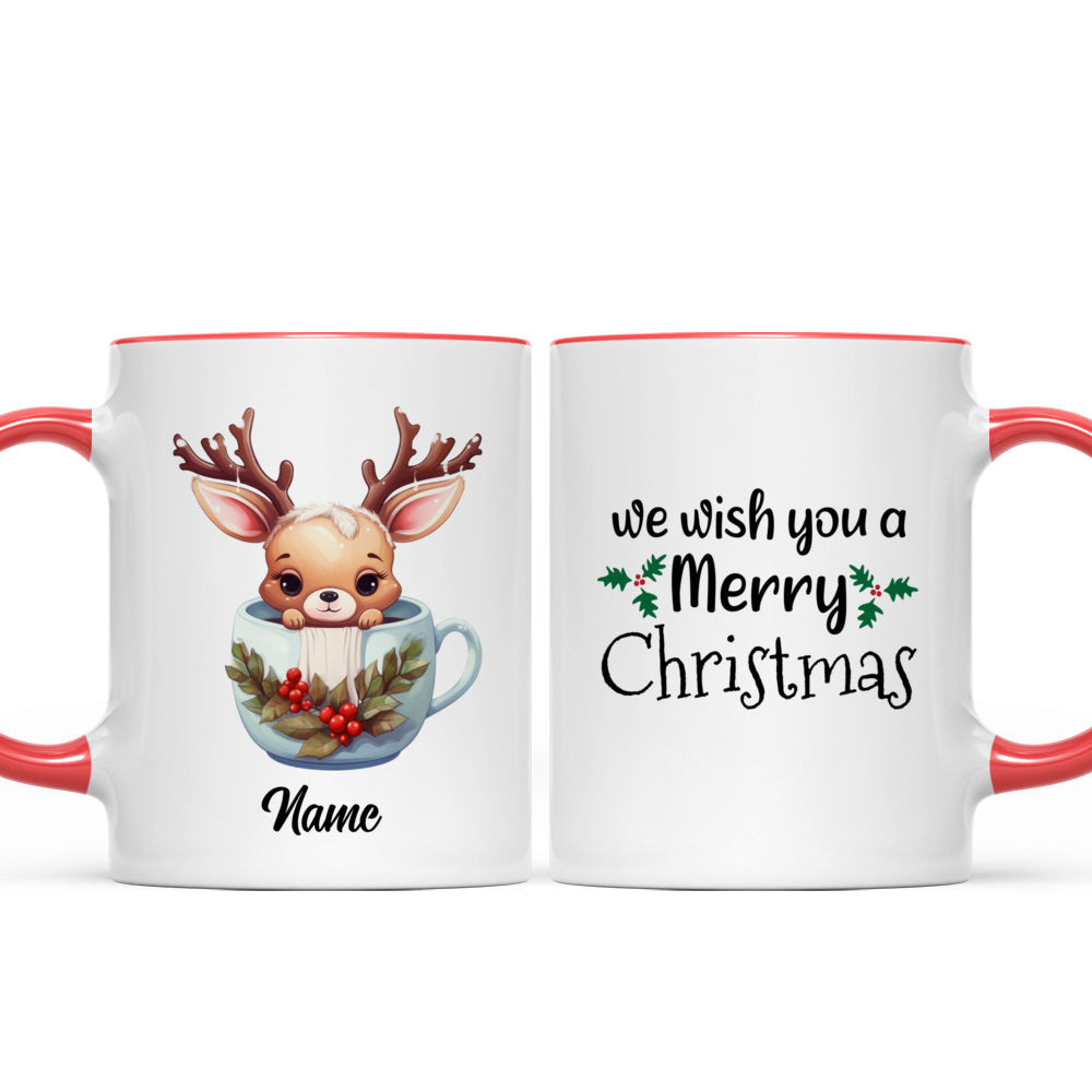 Custom Name reindeer pink floral Mug for Women Girls