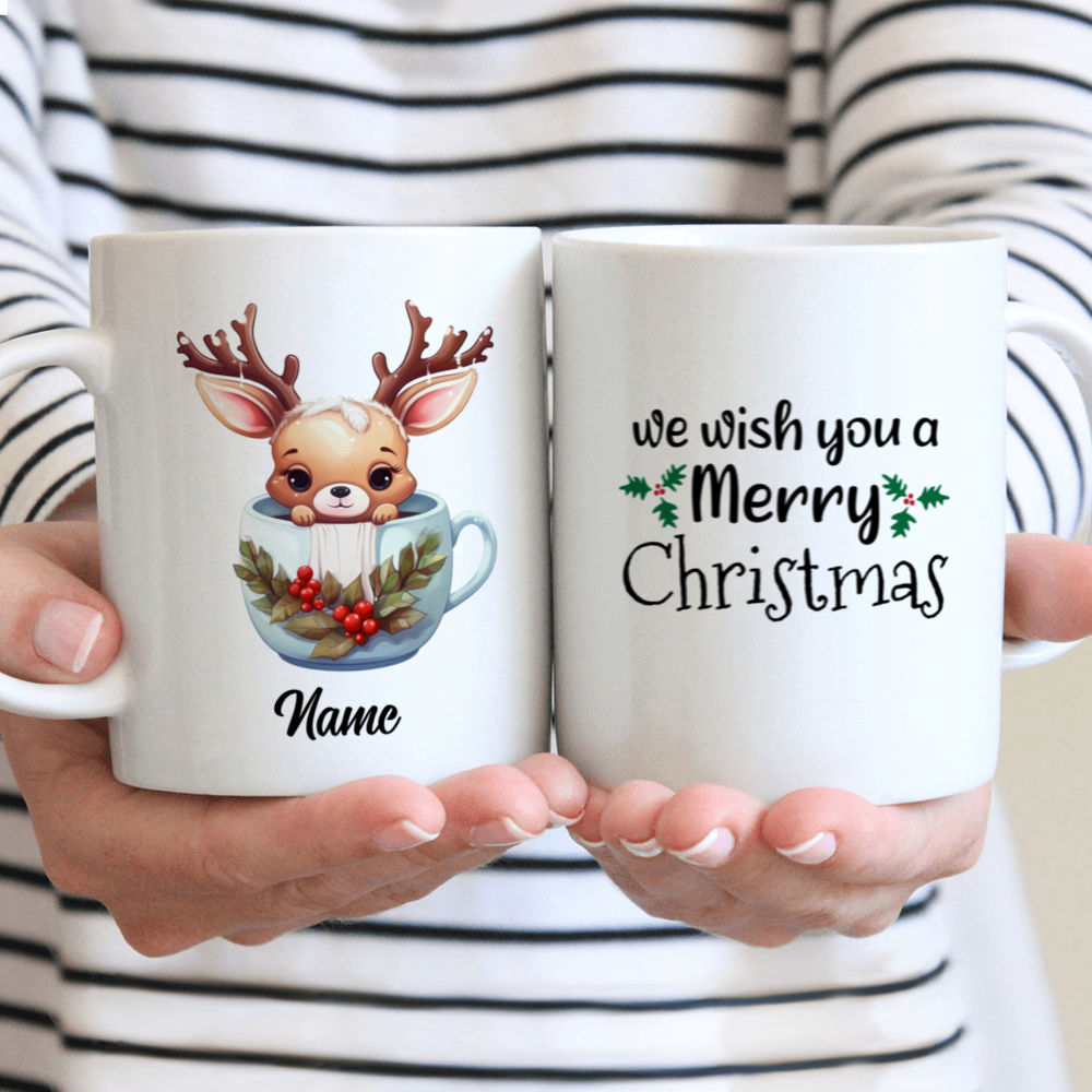 Girl and Cats Christmas Personalized Mug - Name, skin, hair, cat, back –  Giftymize™️