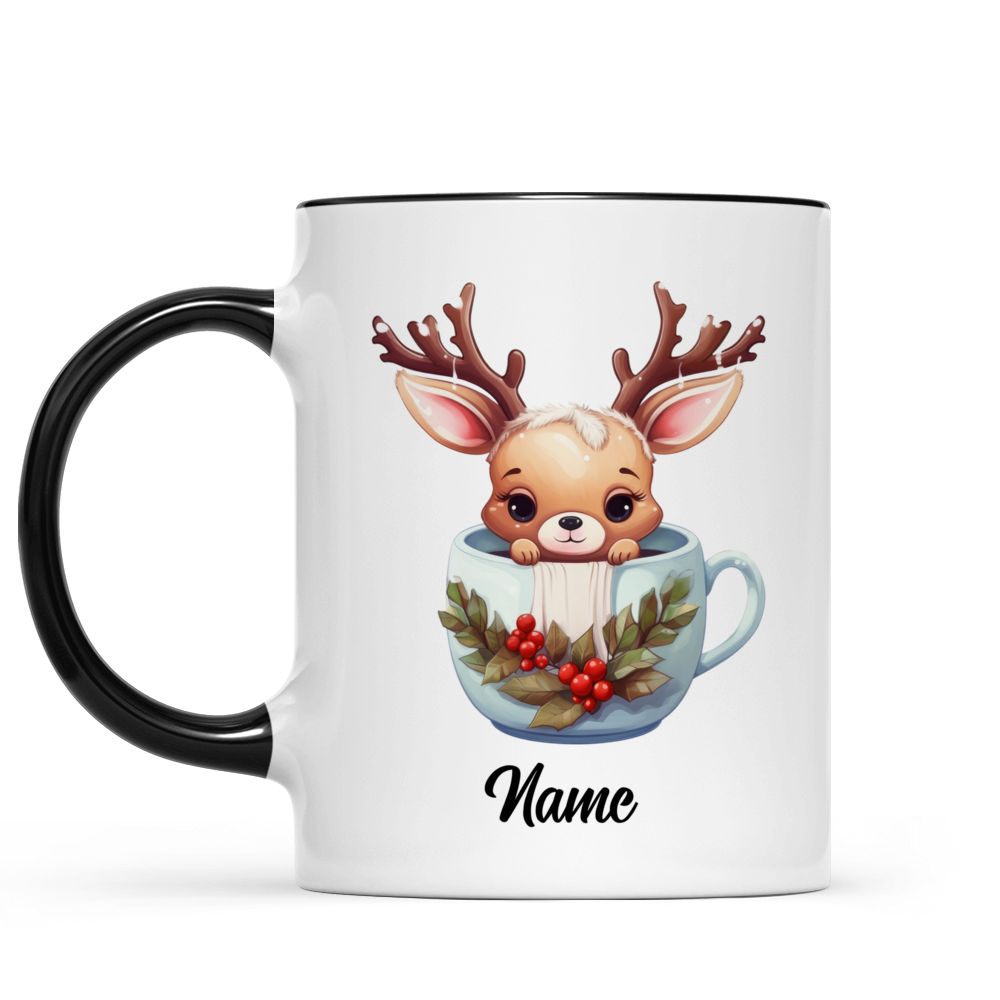 Girl and Cats Christmas Personalized Mug - Name, skin, hair, cat, back –  Giftymize™️