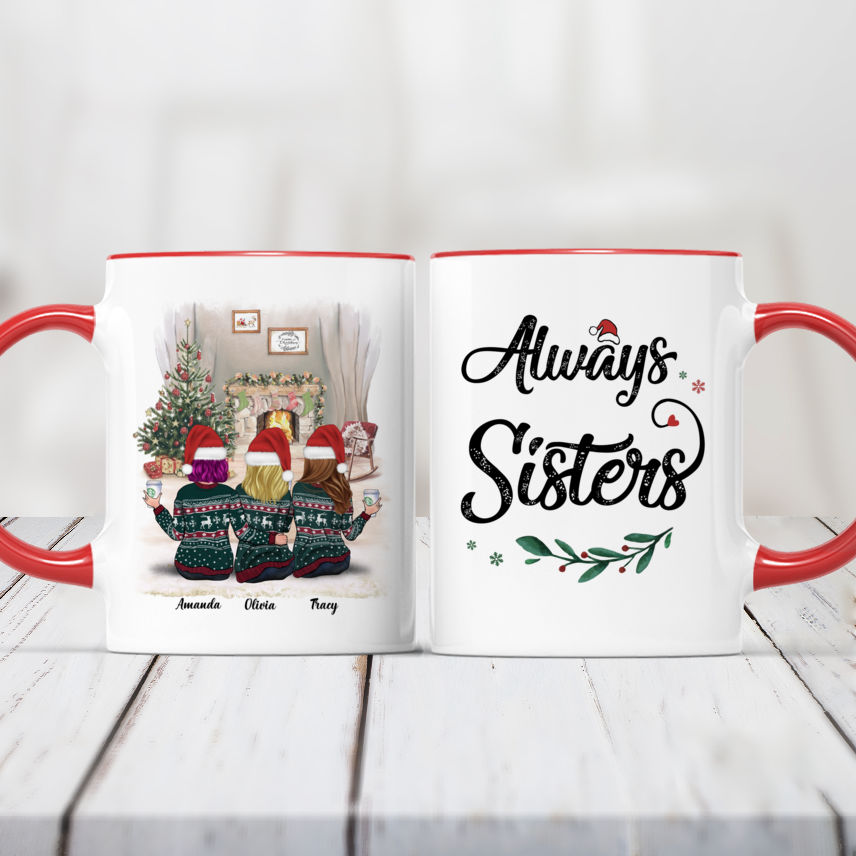 Personalized Christmas Mug - Always Sisters | Gossby