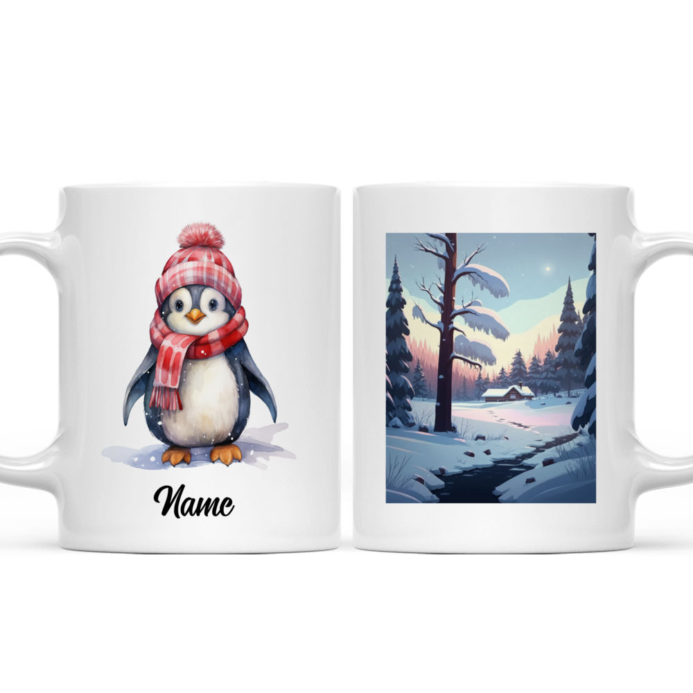 Personalized Mug - Penguin Mug - Winter Penguin Mug, Lover Gift