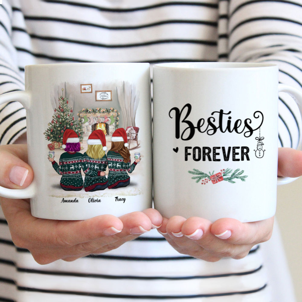Personalized Xmas Mug - Besties Forever Christmas Custom Mug | Gossby