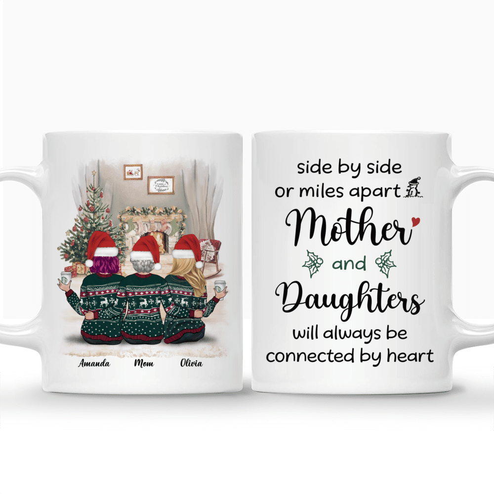 Mother and Daughters will always be connected by heart Personalized Mug_3