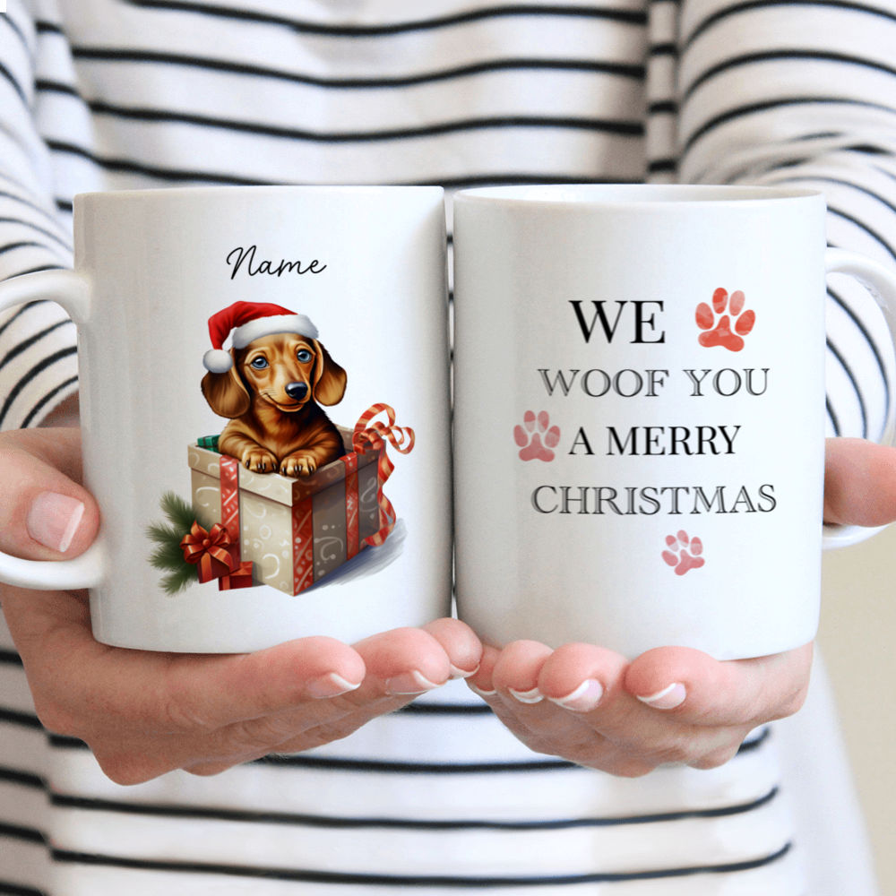 Dog Mug - Dachshund Dog – Winter Dog Mug - Custom Mug  - Christmas Dog Mug - Merry Xmas Gifts For Bestie, Family, Friend, Parents, Sister, Brother -  Personalized Mug - 38606 38608