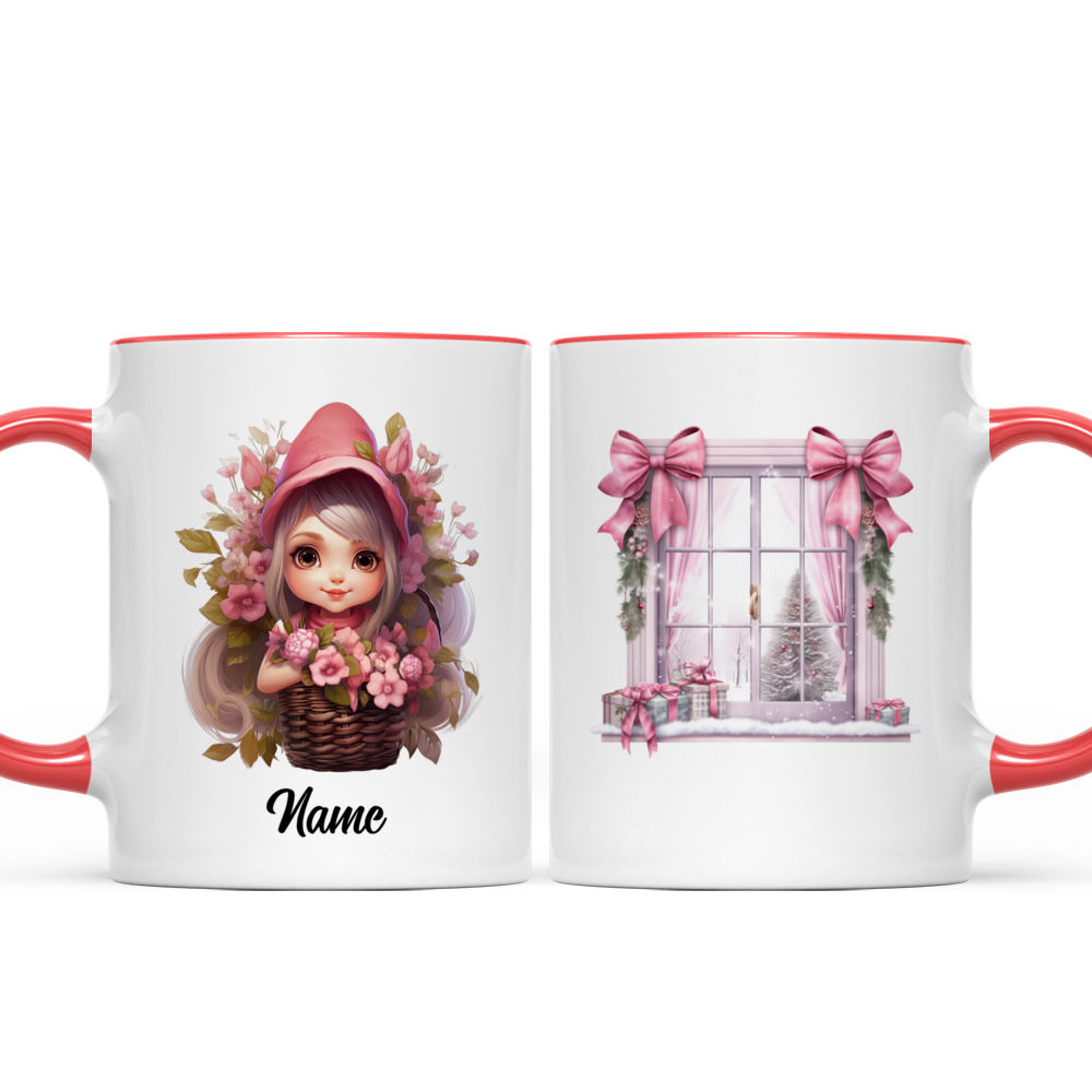 Custom Name reindeer pink floral Mug for Women Girls