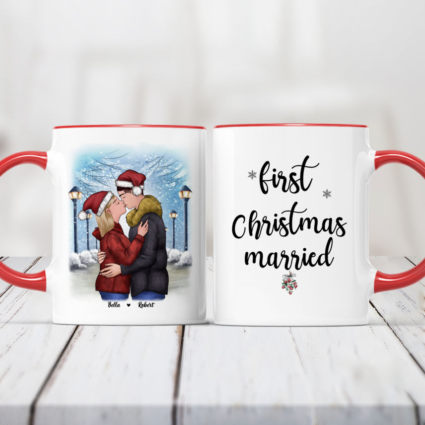 Couples Christmas Mug Set First Christmas Married Christmas Mugs Couples  Gift Mr & Mrs Gift Winter Wedding Gift Christmas Wedding 