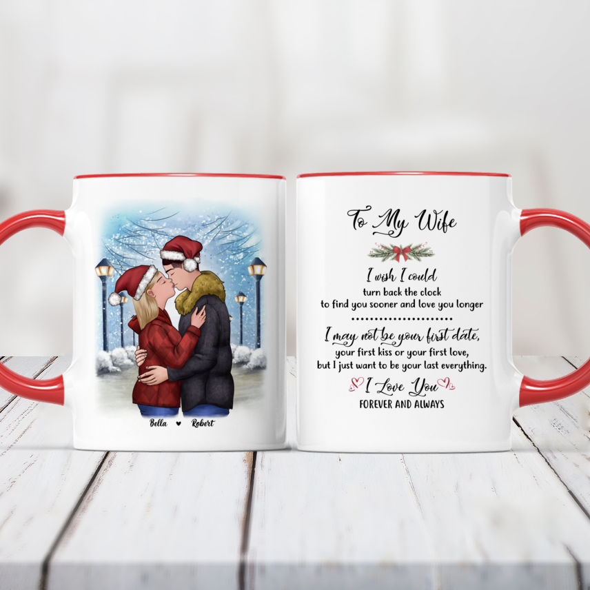 Christmas Couple - To my wife I wish I could turn back the clock - Valentine's Day Gifts For Wife, Couple Gifts, Couple Mug - Personalized Mug