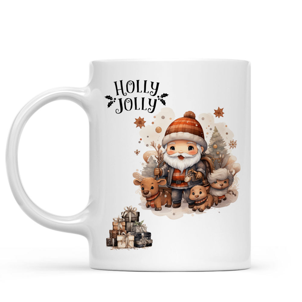 Santa and Friends Personalized Christmas Coffee Mug 11 oz.- White