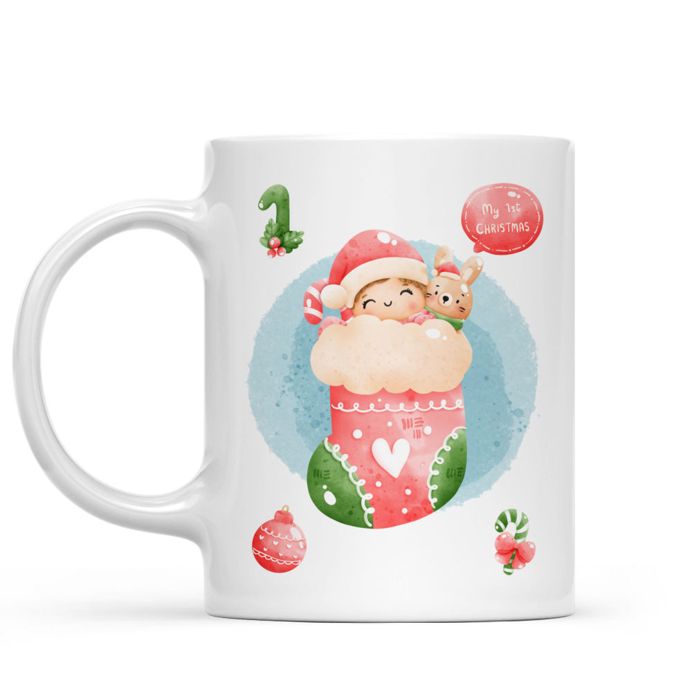 Christmas Mug - Baby Christmas Mug - My First Christmas Mug - Custom Mug - 1st Christmas  Mug -  Gifts For Bestie, Family, Friends, Parents, Grandparents, Sister, Daughter, Girlfriend-  Personalized Mug - 39113 39114_1