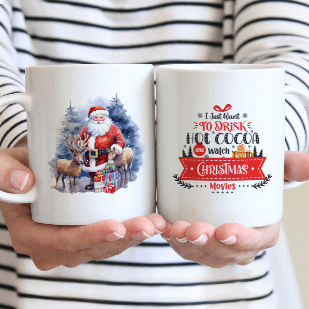 Christmas Mug - Santa Claus With Reindeer Mug - Custom Mug - Santa Claus Reading Book Mug - Gifts For Bestie, Family, Friends, Lover-  Personalized Mug - 39149 39151